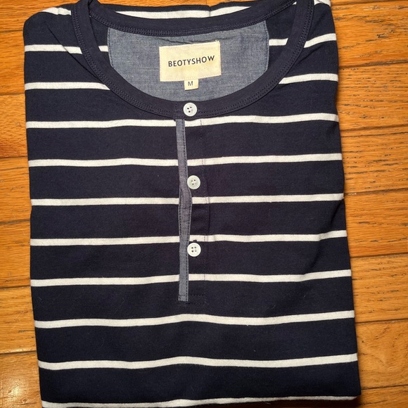 Men's Navy Striped Shirt - Picture 3 of 3